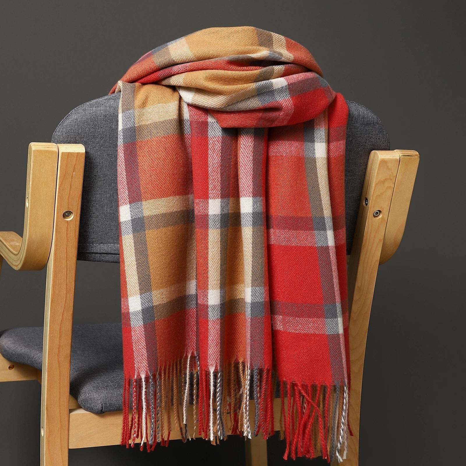 Pure Cashmere Checked Scarf