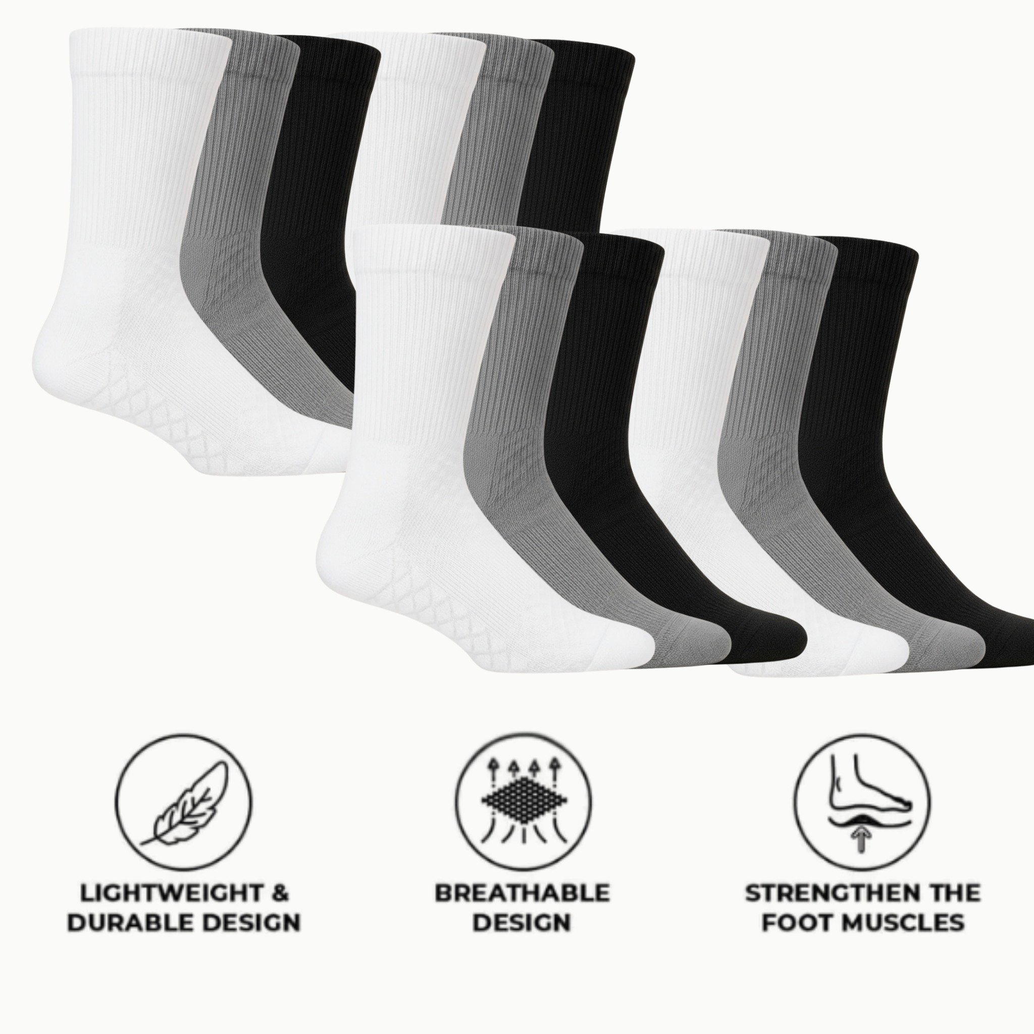 Healthy Plantar Fasciitis Relief Sock Crew 12-Pack