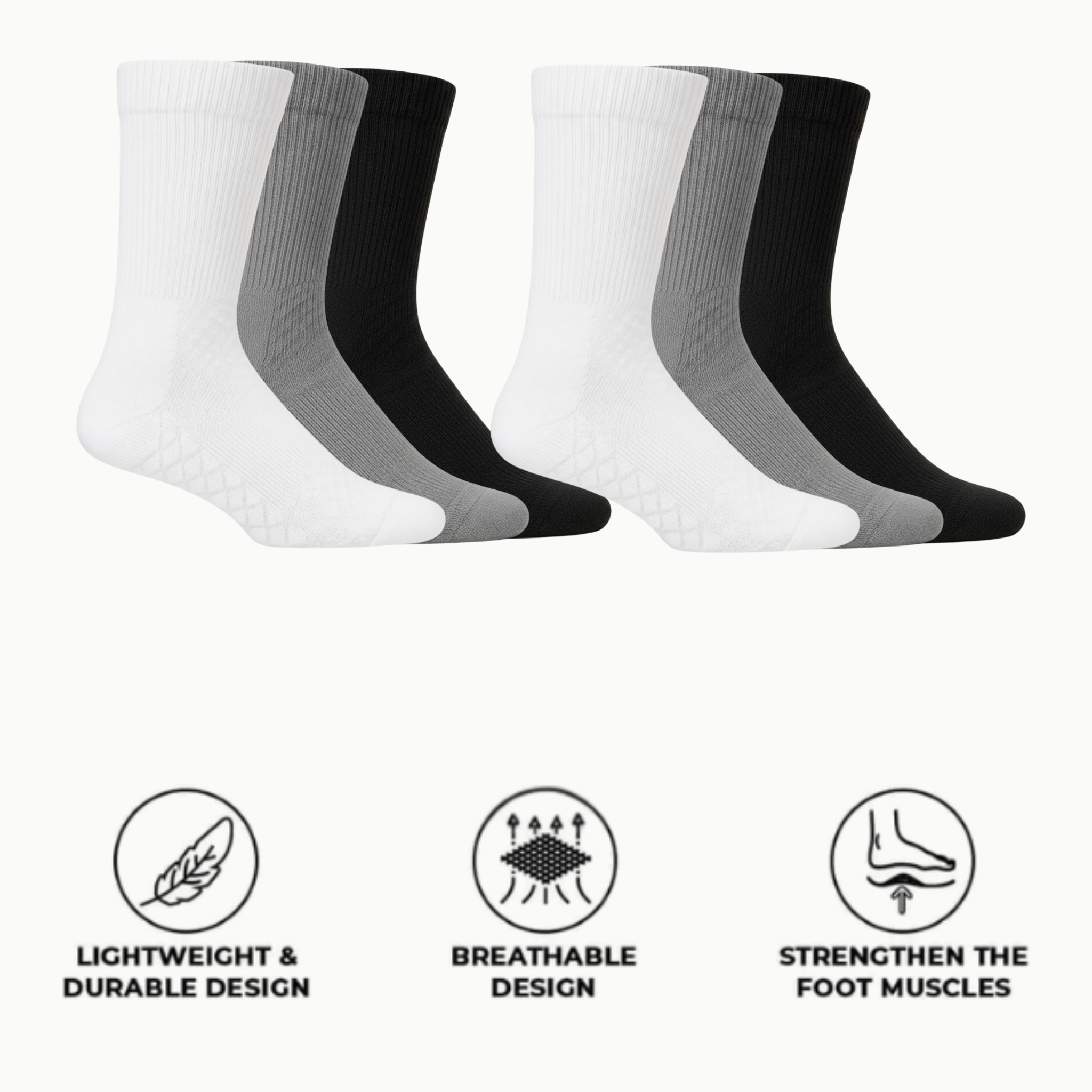 Healthy Plantar Fasciitis Relief Sock Crew 6-Pack