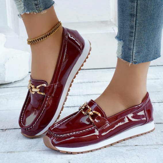 Eleanor - Shiny Bordeaux Loafers