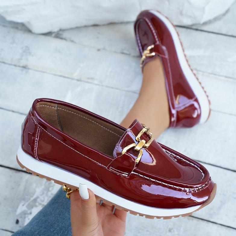 Eleanor - Shiny Bordeaux Loafers