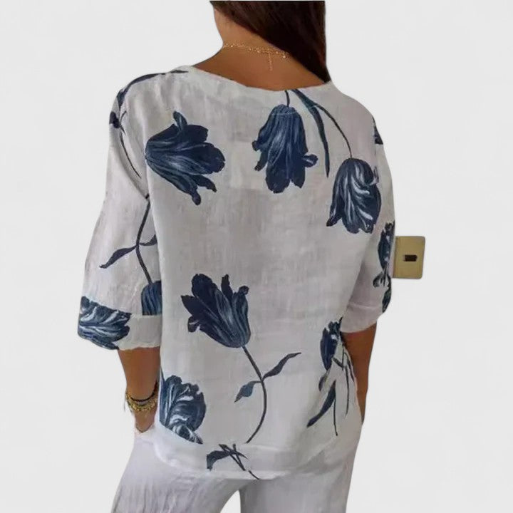 Clara | Elegant Floral Print Blouse