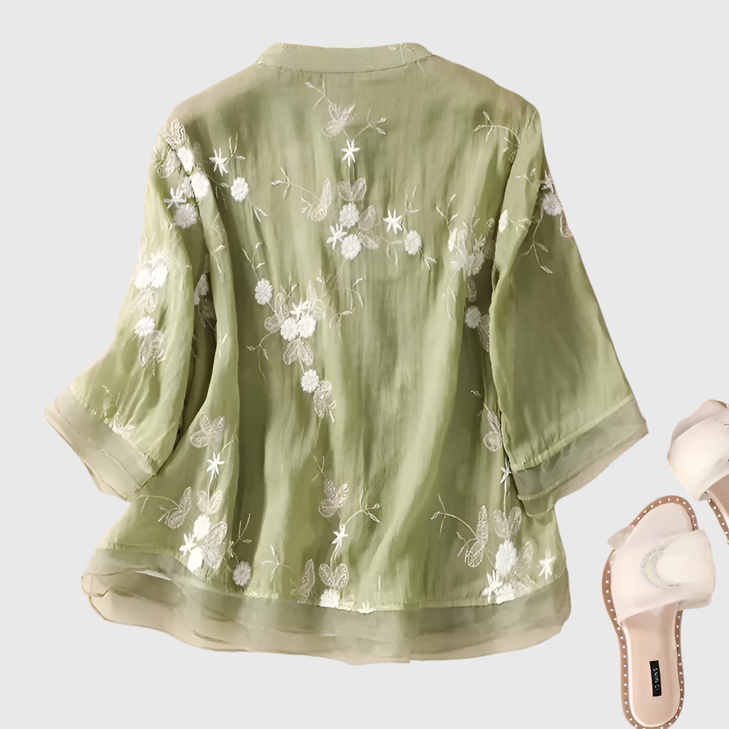 Clara | Elegant Top with Embroidered Flowers