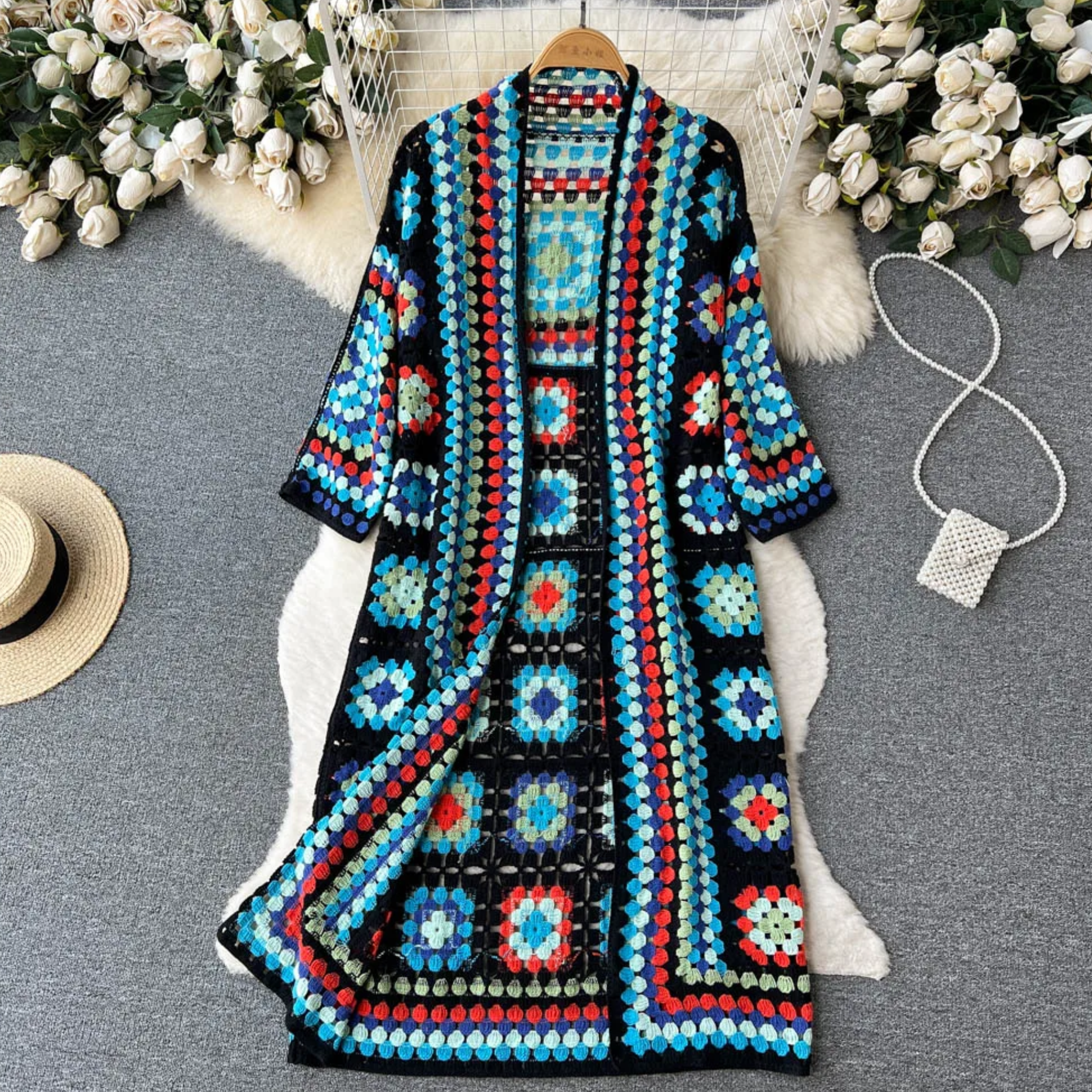 Silvia™ - Farverig strikket cardigan