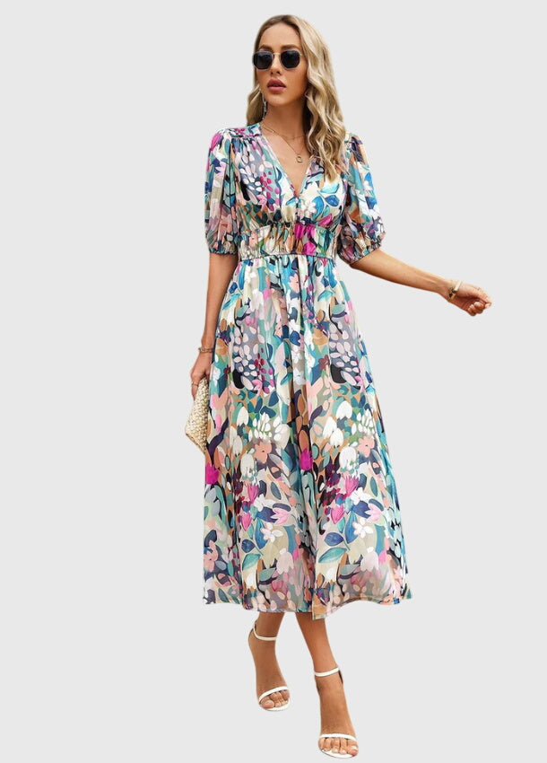 Clara | Flattering Floral Midi Dress