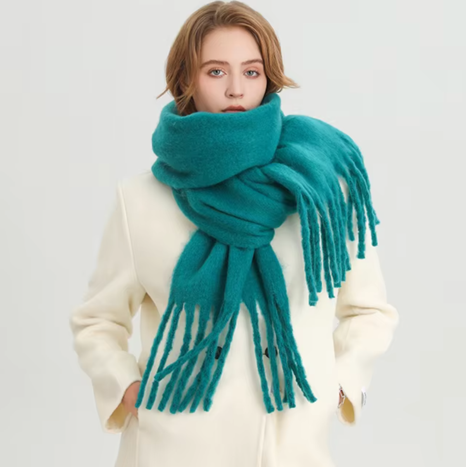 Heidi Mode winter scarf – soft cashmere-look scarf with fringes and elegant design