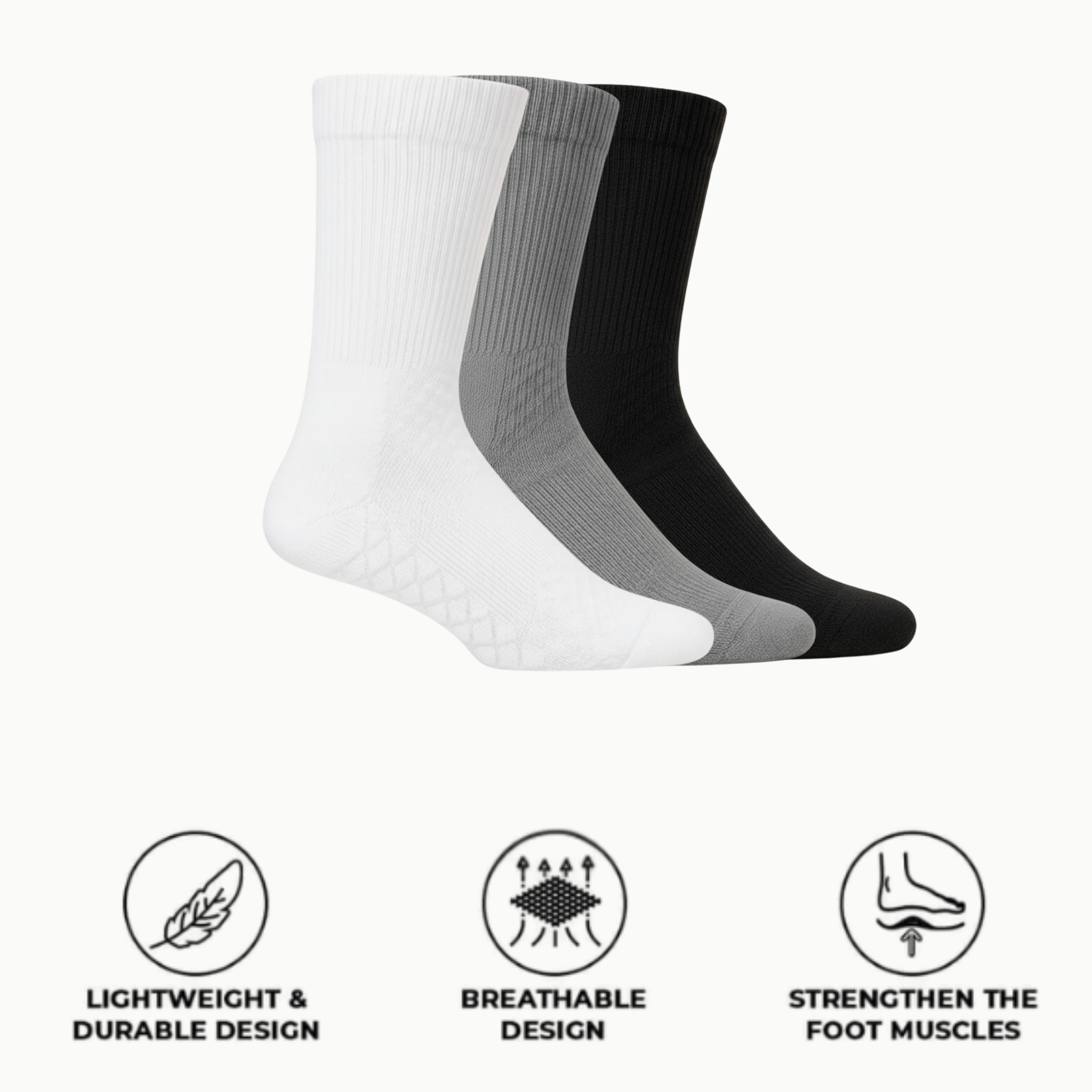 Healthy Plantar Fasciitis Relief Sock Crew 3-Pack