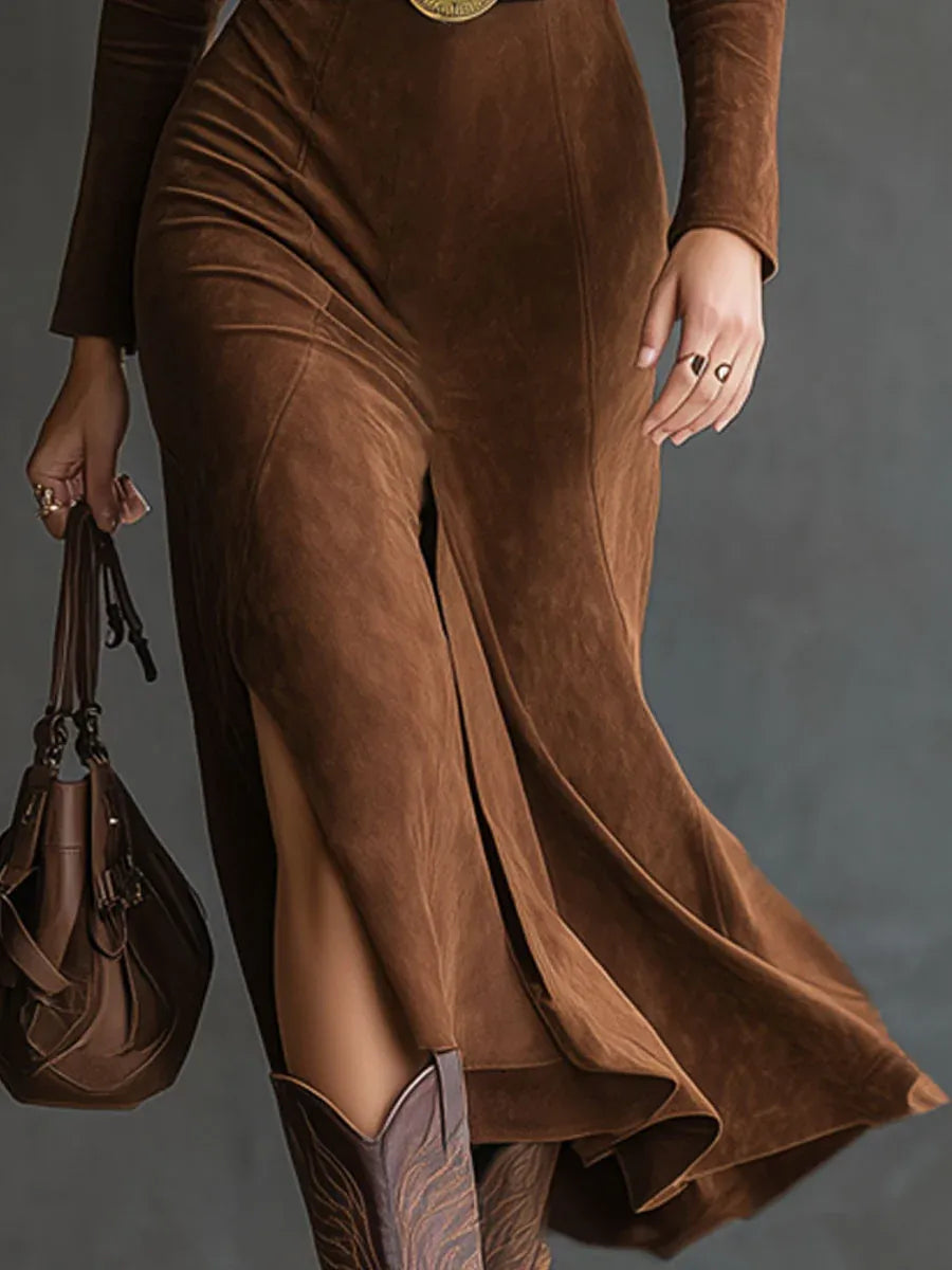 Eleanor | Faux Suede Midi Dress