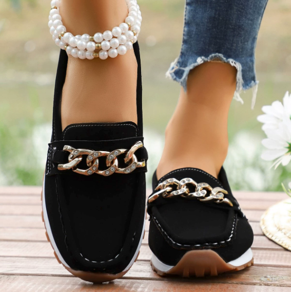 Elle - Diamond Buckle Loafers
