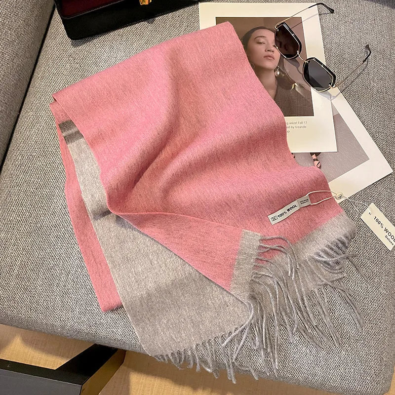 Luxury Wool Scarf for Women – Warm Checkered Winter Scarf Made from 100% Wool